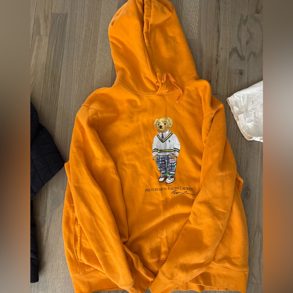 Orange polo ralph lauren bear hoodie